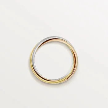 Серебряное трехцветное кольцо 925 пробы популярно в Европе и Америке. Кольцо - модный тренд из розового золота 18 карат. - Изображение 2  