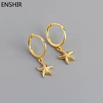 Серьги-кольца ENSHIR в форме морской звезды для женщин Sweet Huggies Подарки для вечеринок Ювелирные изделия Oorbellen Оптом - Изображение 2  