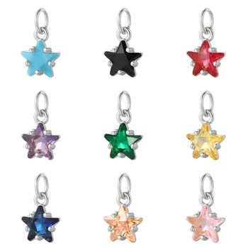Симпатичные звездные разноцветные подвески из циркона и меди для изготовления ювелирных изделий, ожерелье 