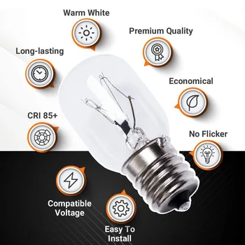 Сменная деталь для микроволновой лампы 40 Вт E17 125V - Точно подходит для микроволновых печей Whirlpool и лавовых ламп - Упаковка из 3 штук - Изображение 2  