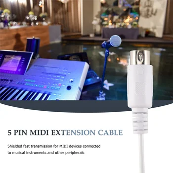 Удлинительный кабель MIDI к штекеру 5-Контактный 1,5/4,95 Фута Высококачественный Удлинительный Кабель MIDI от 5-контактного штекера к 5-контактному штекеру - Изображение 2  