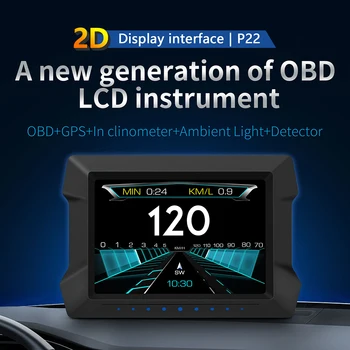 Универсальный автомобильный HUD-дисплей HGDO Цифровой GPS Смарт-спидометр OBD2 Головной дисплей Сигнализация скорости Тестер давления топлива на лобовом стекле - Изображение 2  