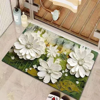 Цветочный коврик для пола в ванной с цветочным рисунком, коврик для кухни, ковер - Изображение 2  