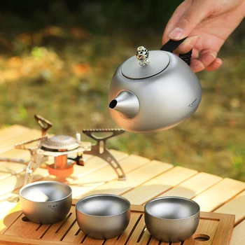 Чайник из чистого титана, чайник для кемпинга, портативный чайник, чайный набор для дома, чашка для чая, чайник для чая - Изображение 2  